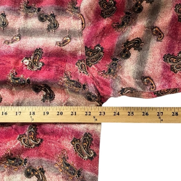 Vintage Revolution Silk Paisley print Shirt Button front Collared Red/beige L - Picture 9 of 9